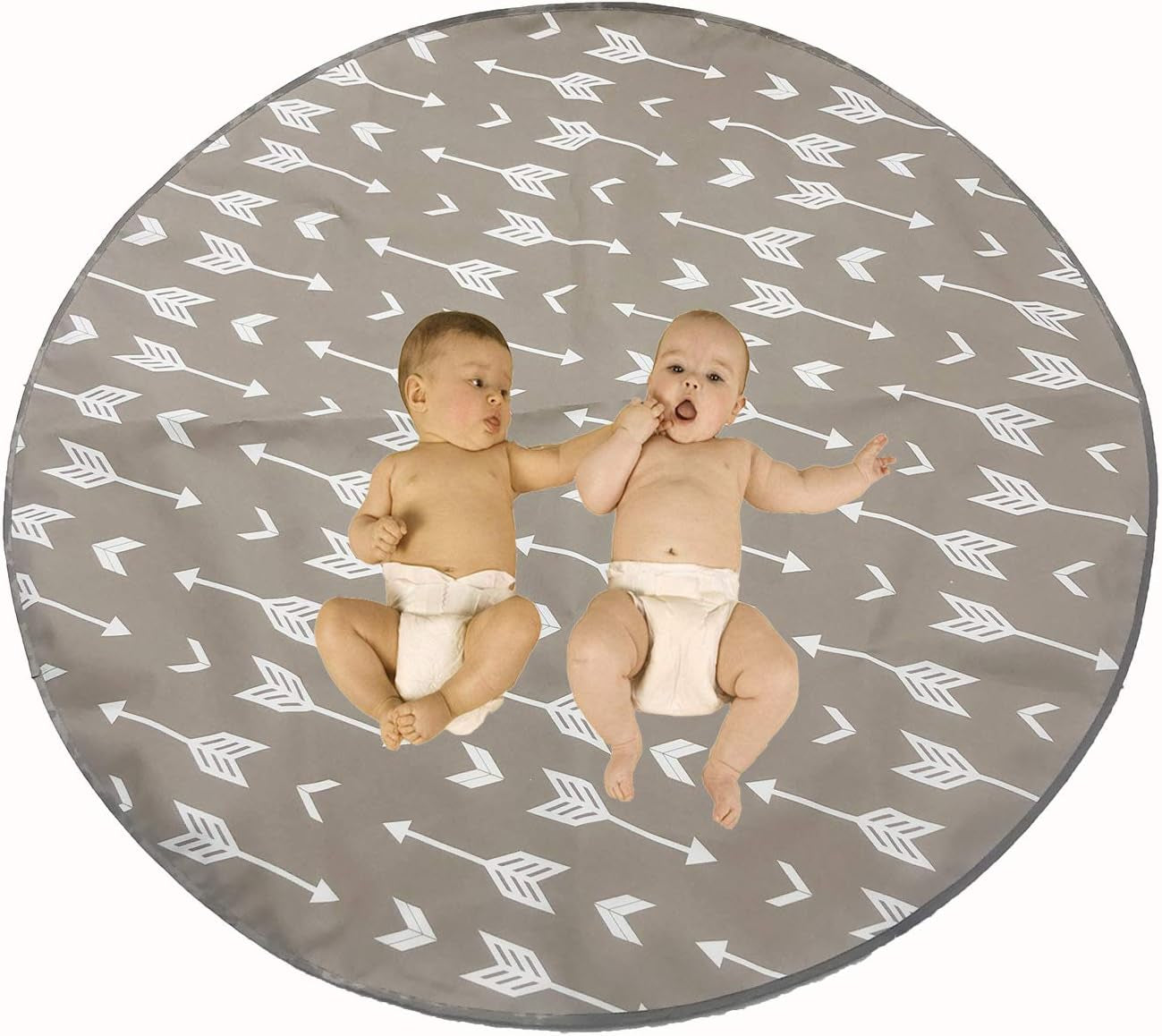 "Ultimate 51" Waterproof Baby Splat Mat - Versatile, Portable, and Stylish - Perfect for High Chairs, Playtime, and Messy Meals (Beige Arrow Design)"