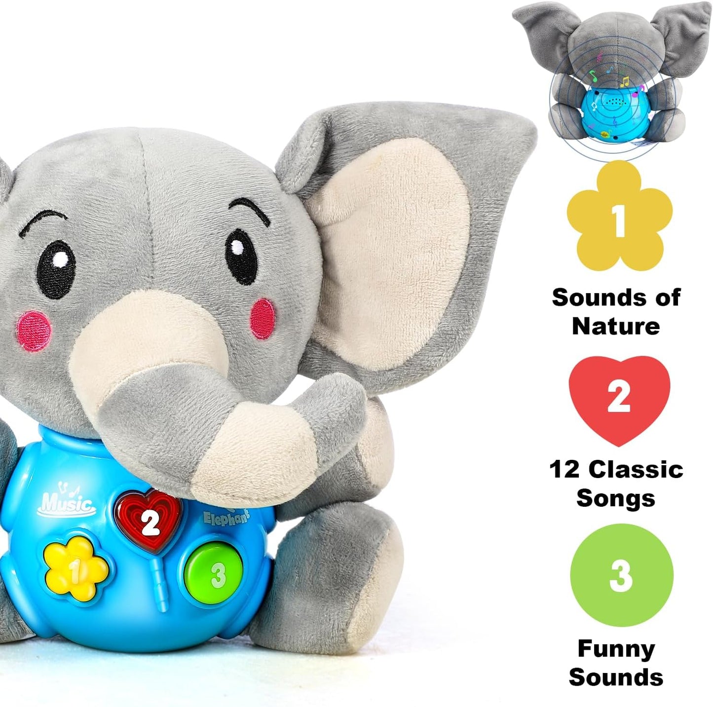 "Magical Melodies: Plush Elephant Musical Toys - Perfect Baby Boy Gifts for 0-12 Months"