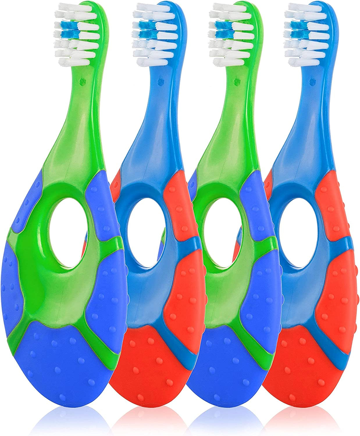 "Gentlecare Toddler Toothbrush Set - 4-Pack, Extra Soft Bristles, BPA Free, Teething Relief, Ages 0-2 (Blue)"