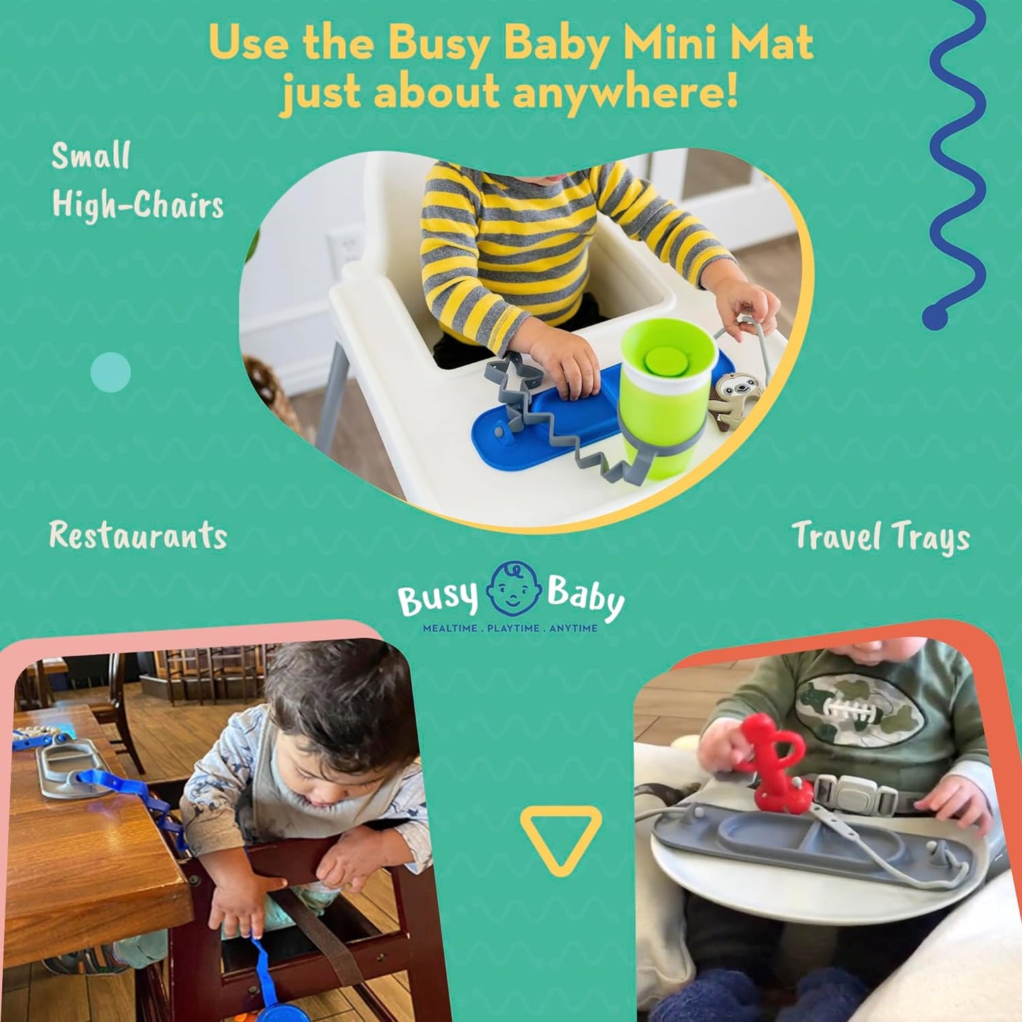 "Keep Toys off the Floor with Our Silicone Mini Suction Placemat for Babies & Toddlers | Adjustable Tethers and Travel Sleeve Included | Dishwasher Safe and BPA Free | Available in Tan"