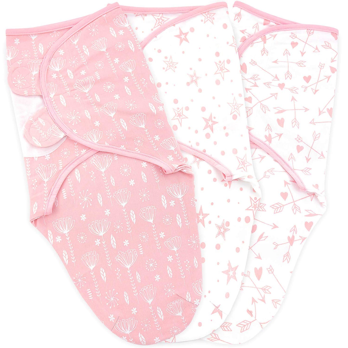 "Cozy and Stylish Baby Swaddle Blanket Set - Perfect for Newborns! Includes 3 Adorable Swaddles in Rose Pink. Ideal for Infants 0-3 Months. Adjustable and Comfortable Sleep Sack for Boys and Girls."