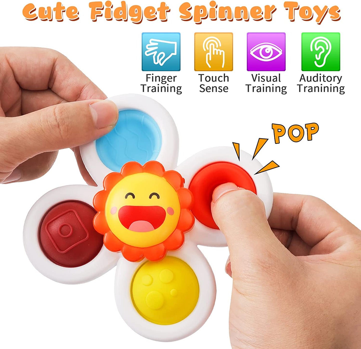 "Magical Suction Cup Spinner Toys - Fun and Educational Baby Bath Toys with Silicone Flipping Board! Perfect Stress-Reliever and Travel Companion for Happy Toddlers! Ideal Gifts for Boys and Girls - Set of 4"