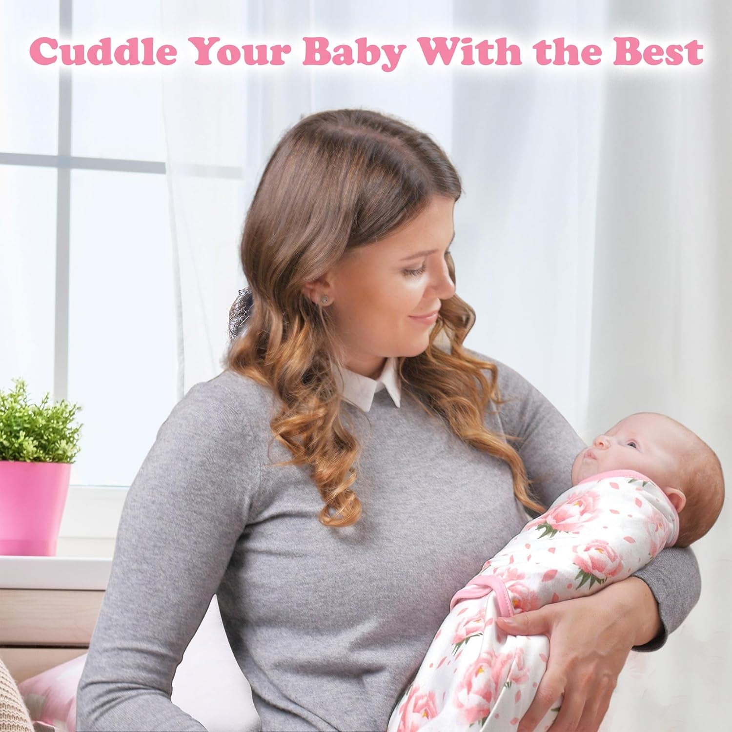"Cozy and Stylish Baby Swaddle Blanket Wrap Set - Perfect for Newborns and Infants, 3-Pack with Adorable Pink Floral Design"
